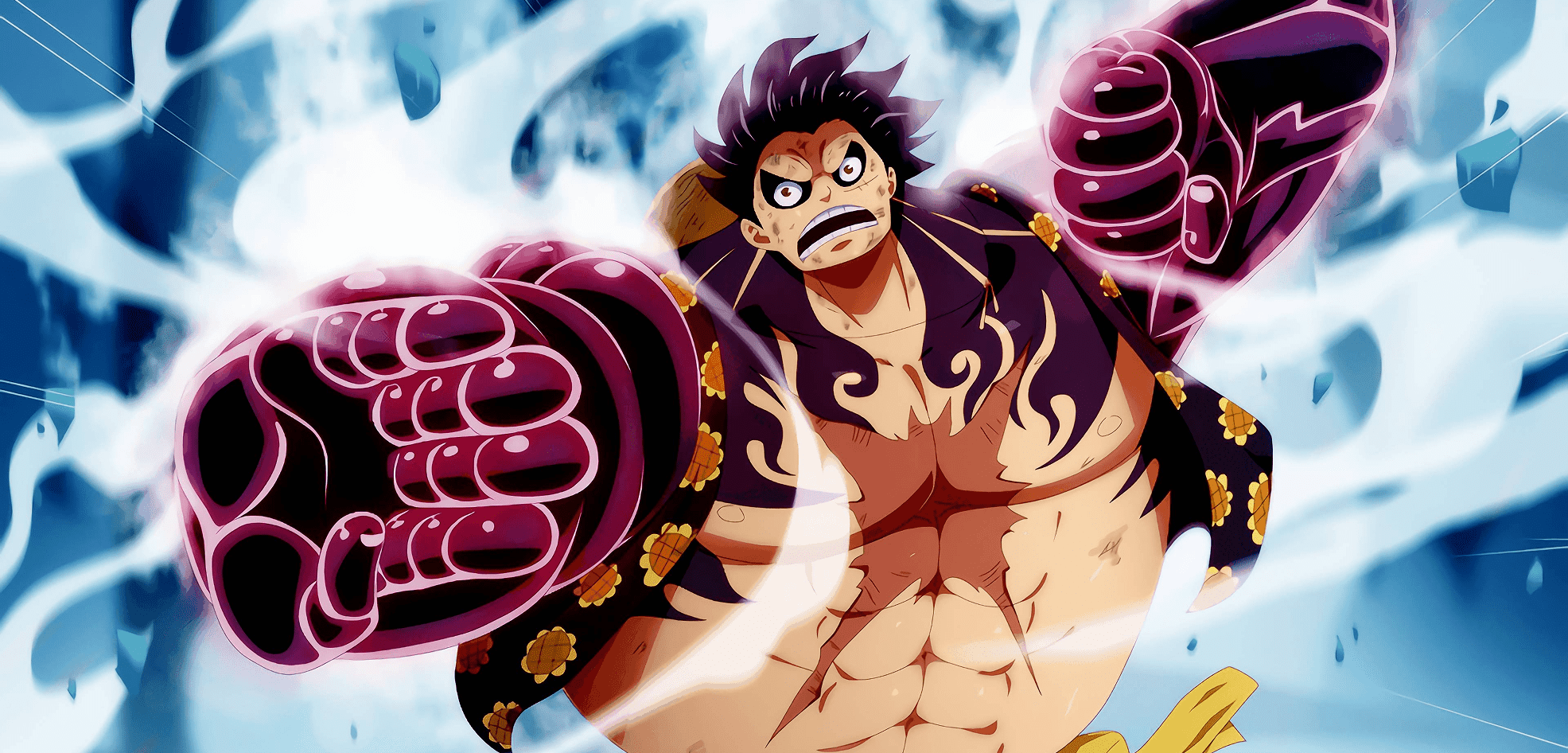 Luffy in Gear Fourth (Boundman-style compression and haki-clad bounce).