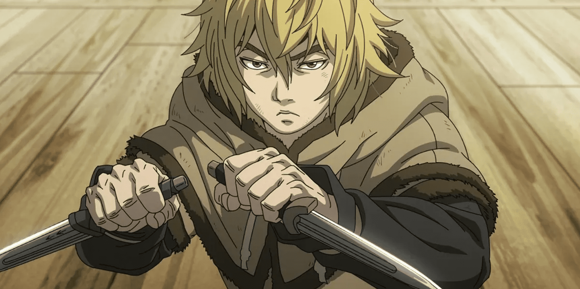 Thorfinn with twin daggers, Vinland Saga season 1